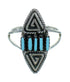 Turquoise Authentic Sterling Silver Southwest Needlepoint Water Wave Ring Size 5 QX84764